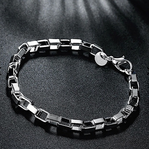 STERLING SILVER BOX CHAIN BRACELET - Picture 3 of 5